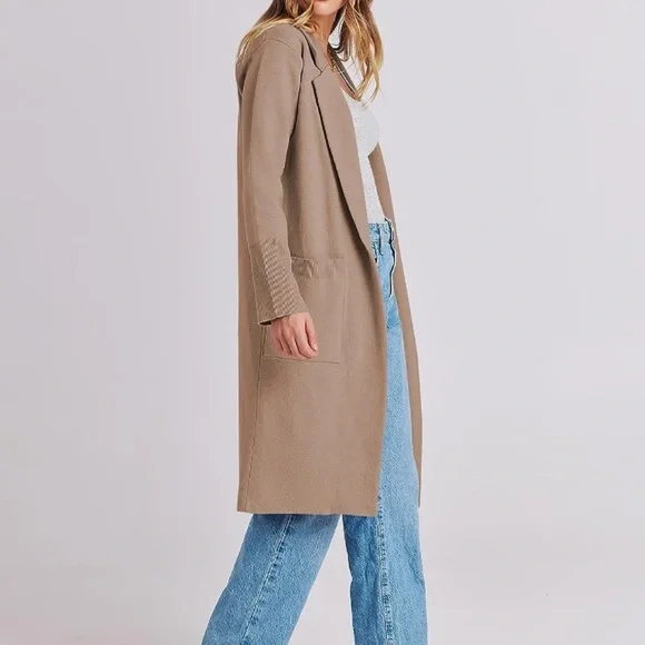 Wool Blend Pea Coat with pockets trench Collar